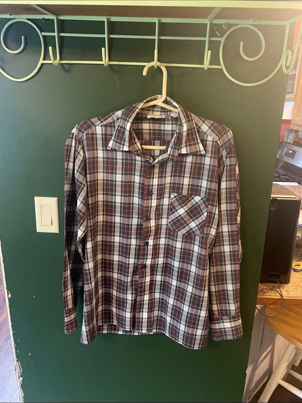 Vintage Sears Men's Plaid Button-Down Shirt Long Sleeve Med